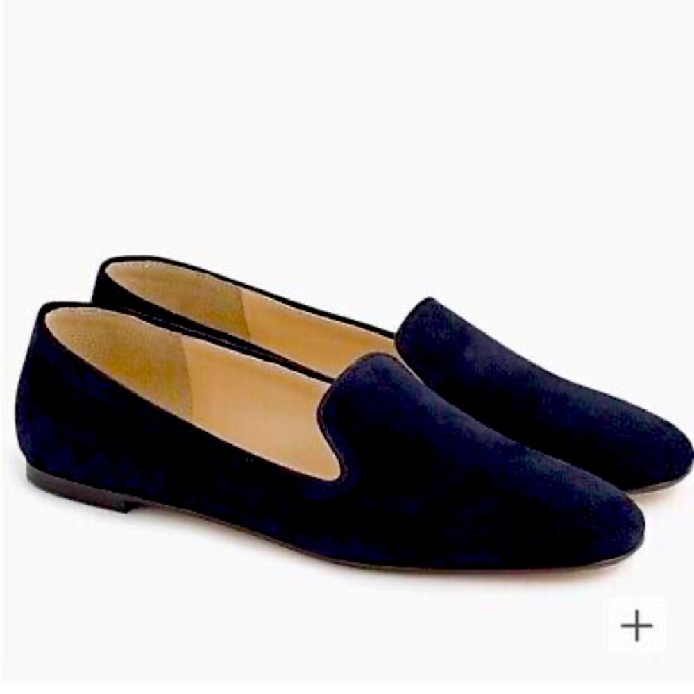 NWOT J Crew Suede Women’s Smoking Loafer Navy Size 9.5